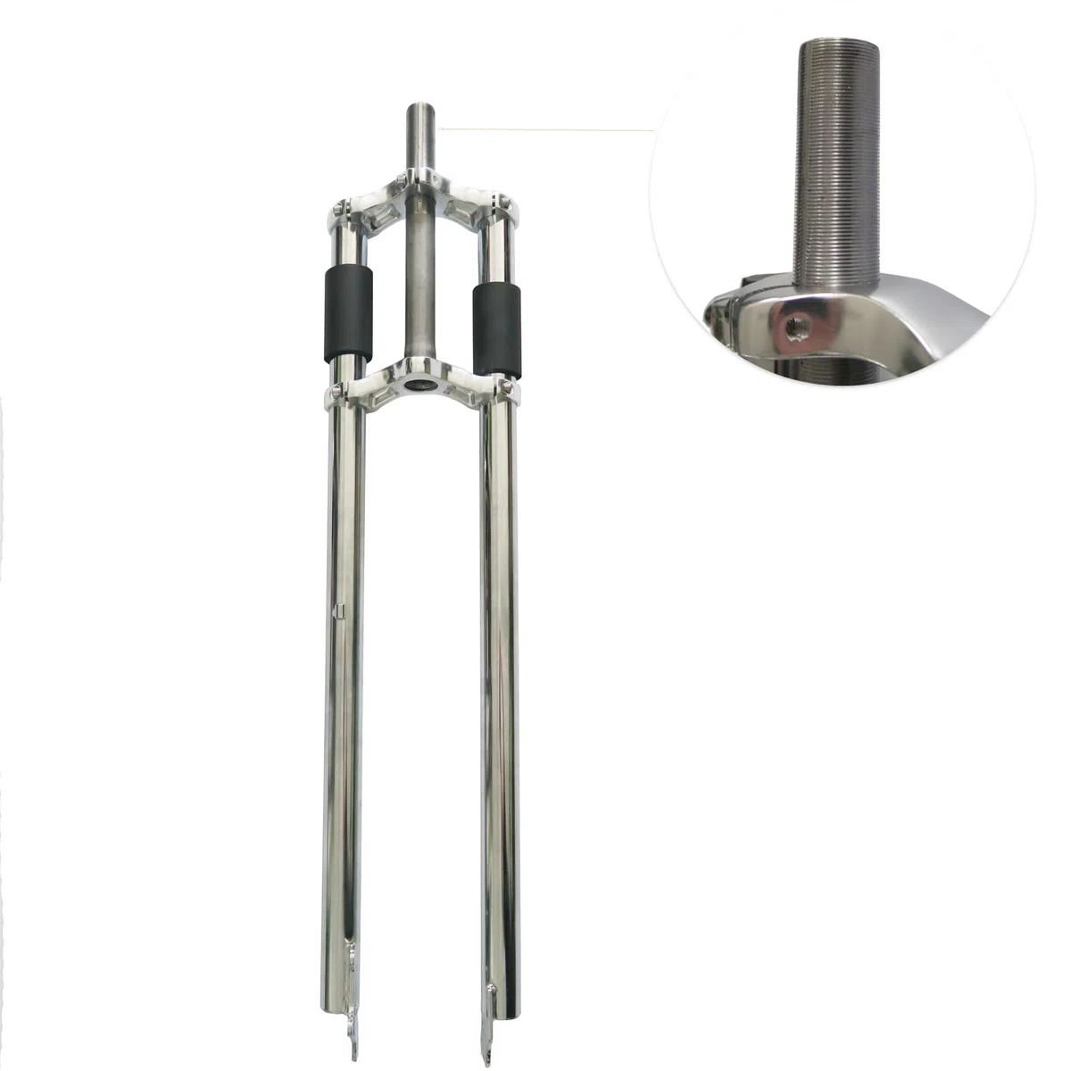 Forcella per Bicicletta 26"/700C/29, Codolo Filettato da 1", Triplo Attacco Senza Sospensione con Doppio Supporto per Pneumatico da 3,5"