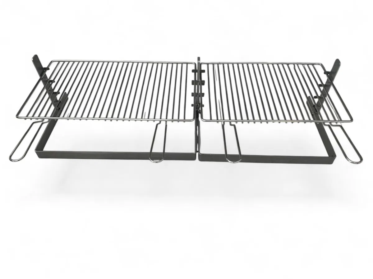 Griglia per Barbecue e Camino in Acciaio Cromato, Regolabile in Altezza, Struttura in Ferro, per Carne Pesce e Verdure (80x35 cm)