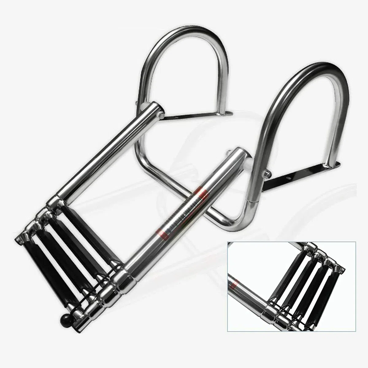 PIMAR Scaletta Telescopica Inox 4 Gradini con Corrimano per Barca Gommone Acciaio Inox Plancette Nautica Accessori Robusta