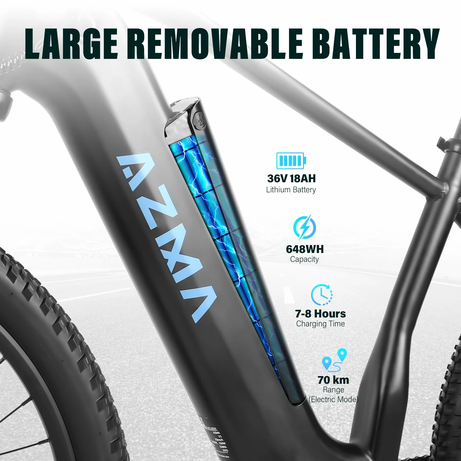 AZMA Bici Elettrica,27.5"/29" Bici Elettrica Uomo Donna da 36V/48V Batteria Rimovibile,Autonomia di 100-140 km Bicicletta Elettrica,8 Velocità Ebike da per MTB