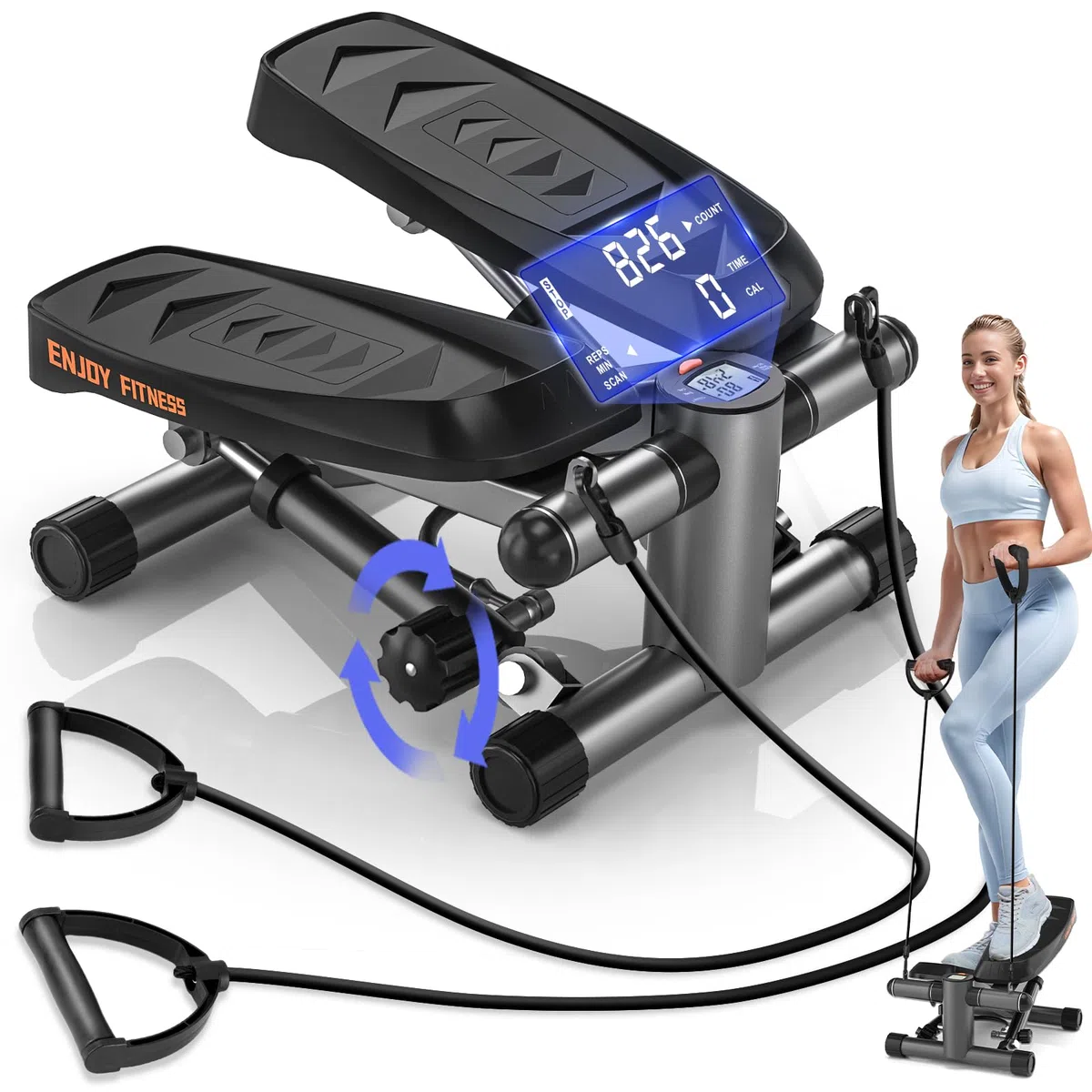 Vannect Mini Stepper Fitness Casa 2 in 1, Macchina per Sollevamento e Arrampicata con Corda di Resistenza, Trainer per Principianti e Utenti Avanzati Fino a 150 kg.