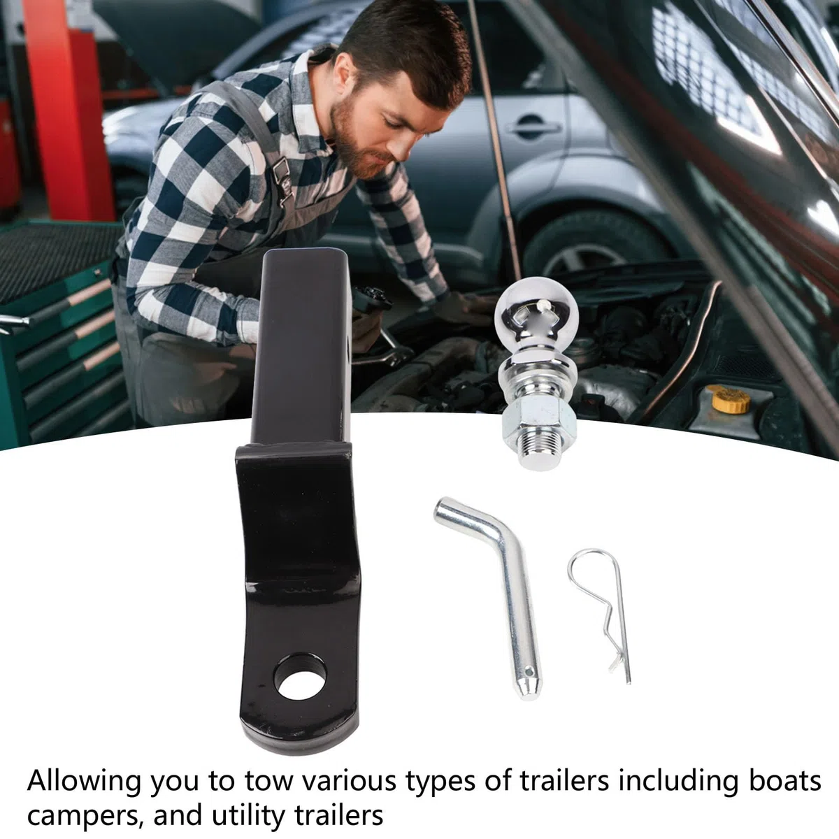 Asixxsix Gancio di Traino, 2,4 Pollici in Acciaio Regolabile Trailer Hitch Mount, Alta Sicurezza Durevole Facile Installazione Trailer Hitch Mount per Barche Campeggiatori