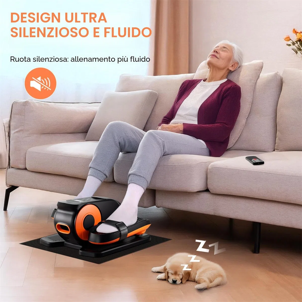 Morelax Ellittica Elettrica Sotto la Scrivania, Mini Ellittica da Casa con Telecomando, Display, Silenzioso e Portatile, Trainer Ellittiche a Pedaliera con 12 Velocità Regolabili per Anziani e Adulti