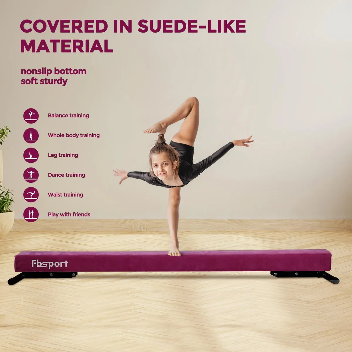 Trave ginnastica artistica per casa regolabile 244CM, trave di equilibrio ginnastica ad alto e basso livello Fascia da pavimento Altamente stabile per bambini 5 altezza regolabiletrave ginnastica