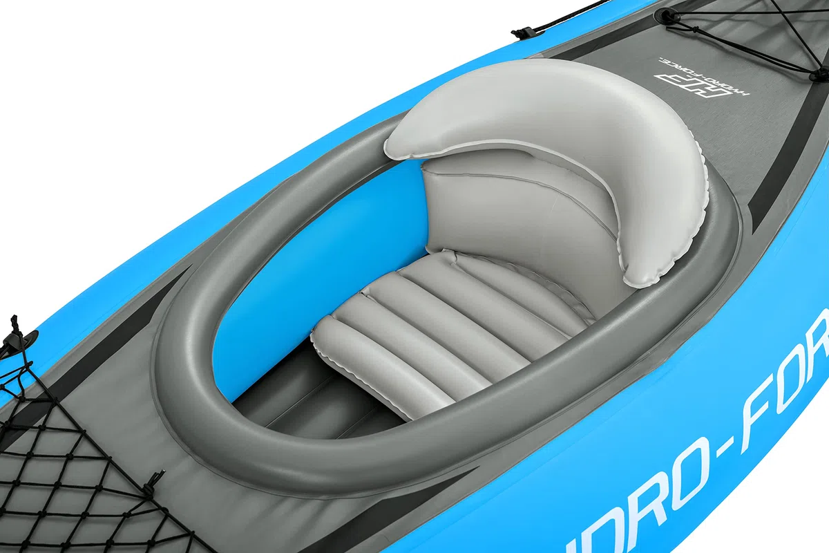 Hydro-Force Cove Champion, set kayak gonfiabile per 1 persona con pompa a mano, pagaie, borsa per il trasporto, blu