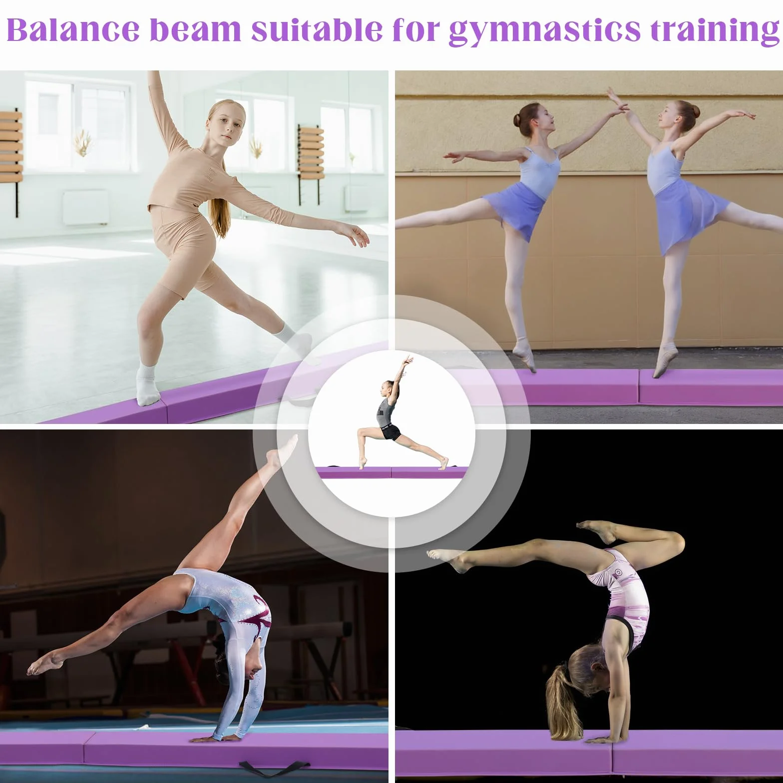 Trave ginnastica artistica per casa 240/270/300 cm PU pelle trave di equilibrio Base di Gomma antiscivolo, Fascio di Ginnastica per la Formazione, Pratica, Formazione Professionale per Bambini