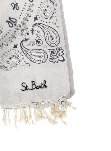 Saint Barth MC2 TELO MARE FOUTAS JACQUARD BIANCO