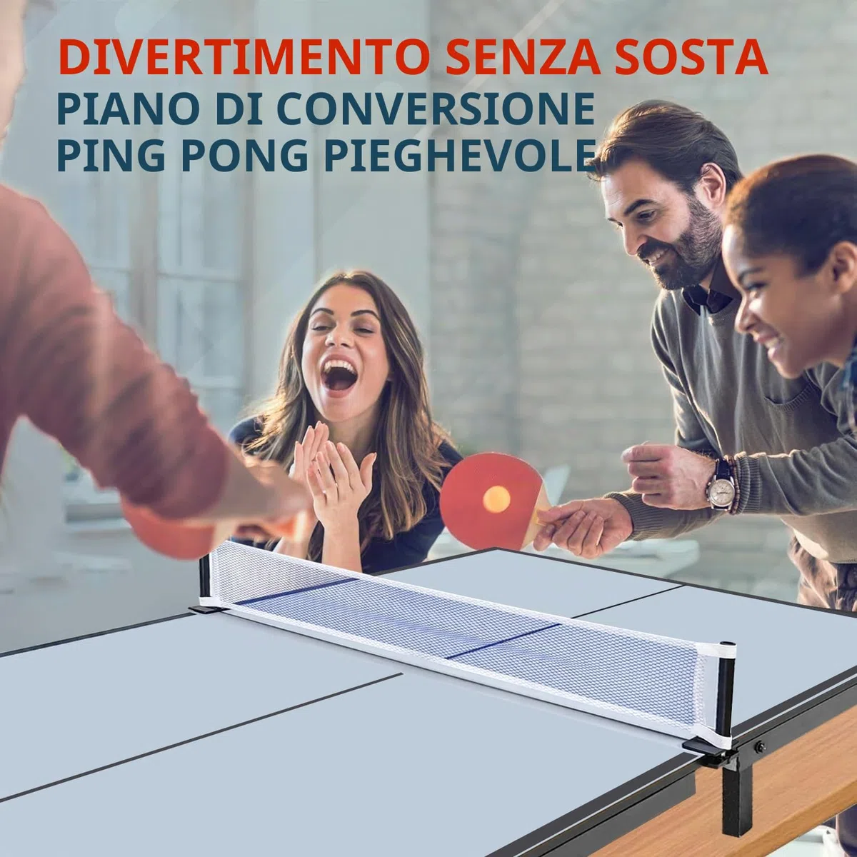 OYE Tavolo da ping pong pieghevole per interni, per il tempo libero, tavolo da ping pong dal design moderno, con rete da ping pong 121 x 61 cm