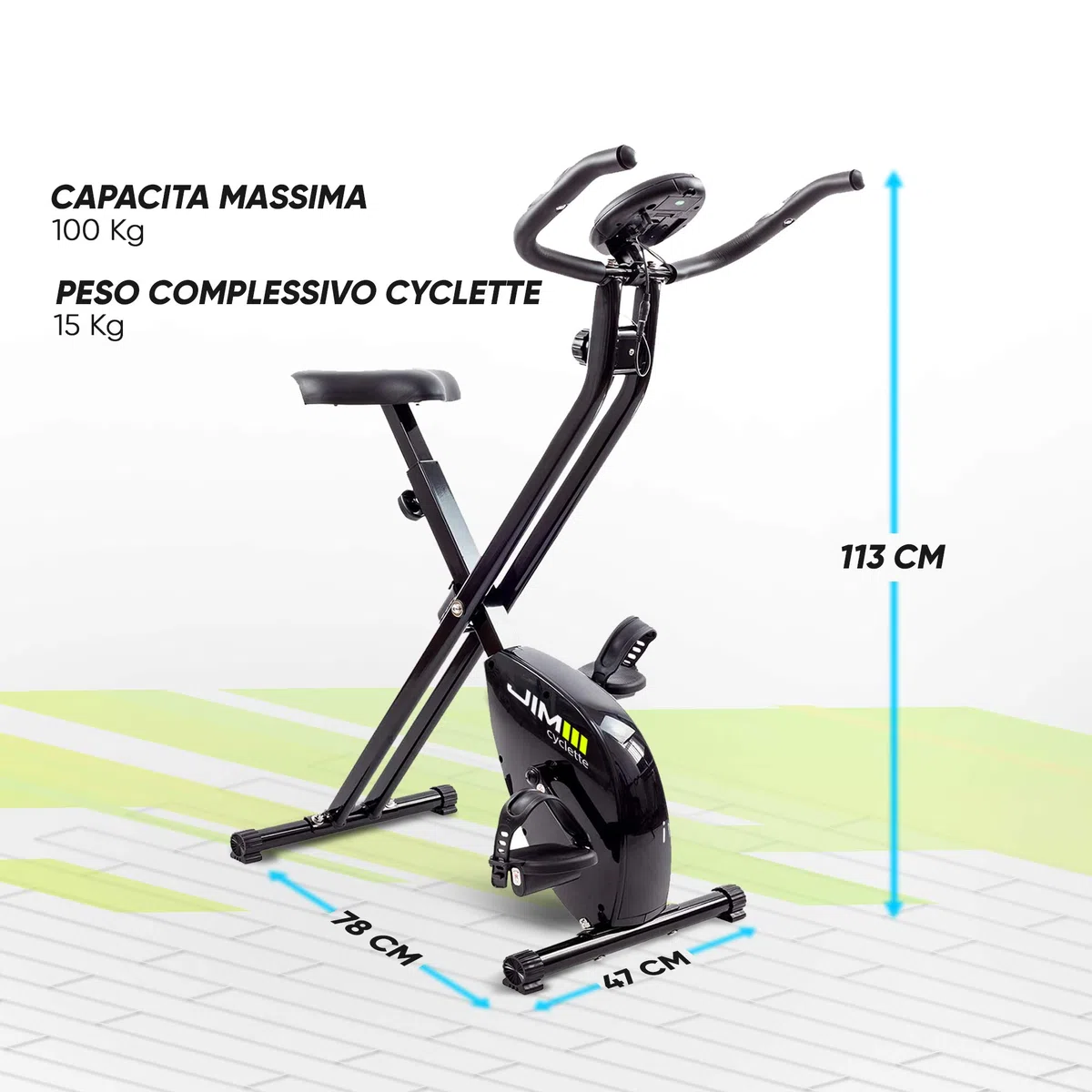 JIM Fitness Cyclette Sport Tech, nero
