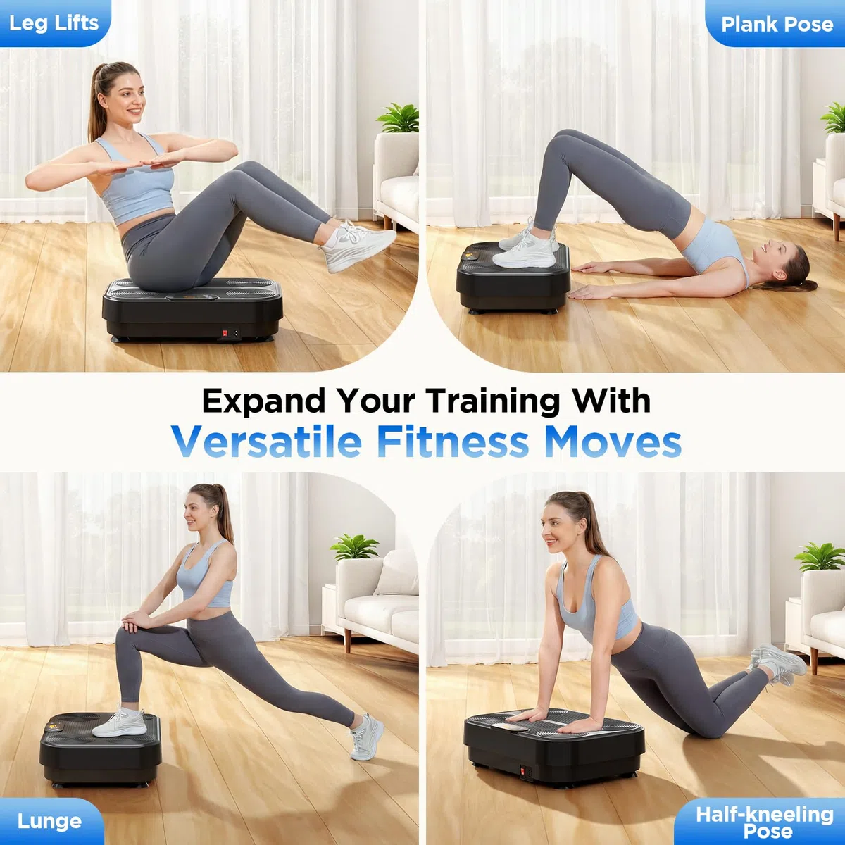 Dripex Piattaforma Vibrante per Casa, Pedana Vibrante con 1–99 Livelli di Intensità e 4 Fasce Elastiche, Allenamento Completo del Corpo, Portata fino a 130 kg
