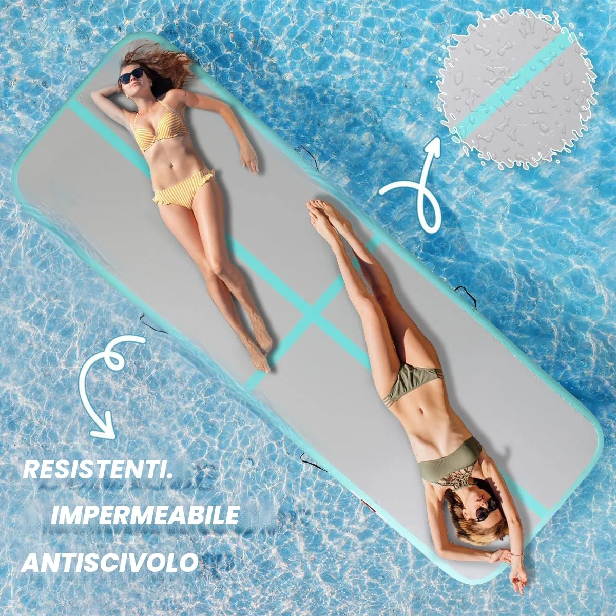Tappetini da Tumbling, 10/20 CM Spessore Tappetino da Allenamento, 2/3/4/5/6 M Lunghezza Tappetino da Ginnastica Gonfiabile,Tappeto per Fitness con Pompa, Ginnastica Artistica