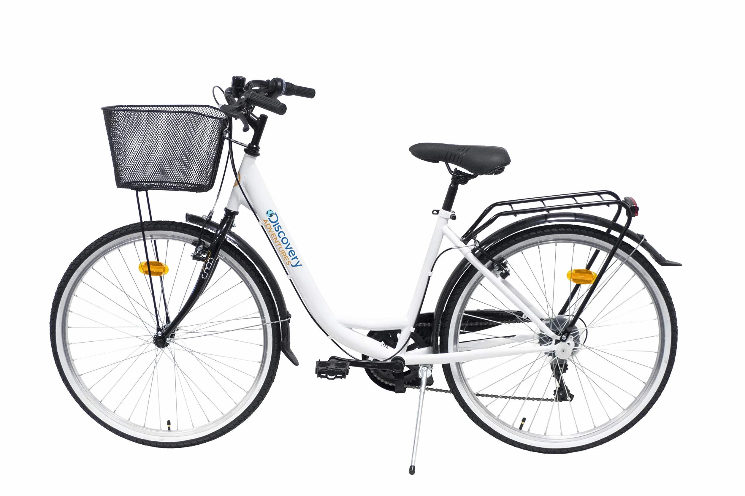 Discovery City Bicicletta Donna, Con campanello e cestino sul davanti, Bianco (White), Dimensioni della ruota 26 Pollici