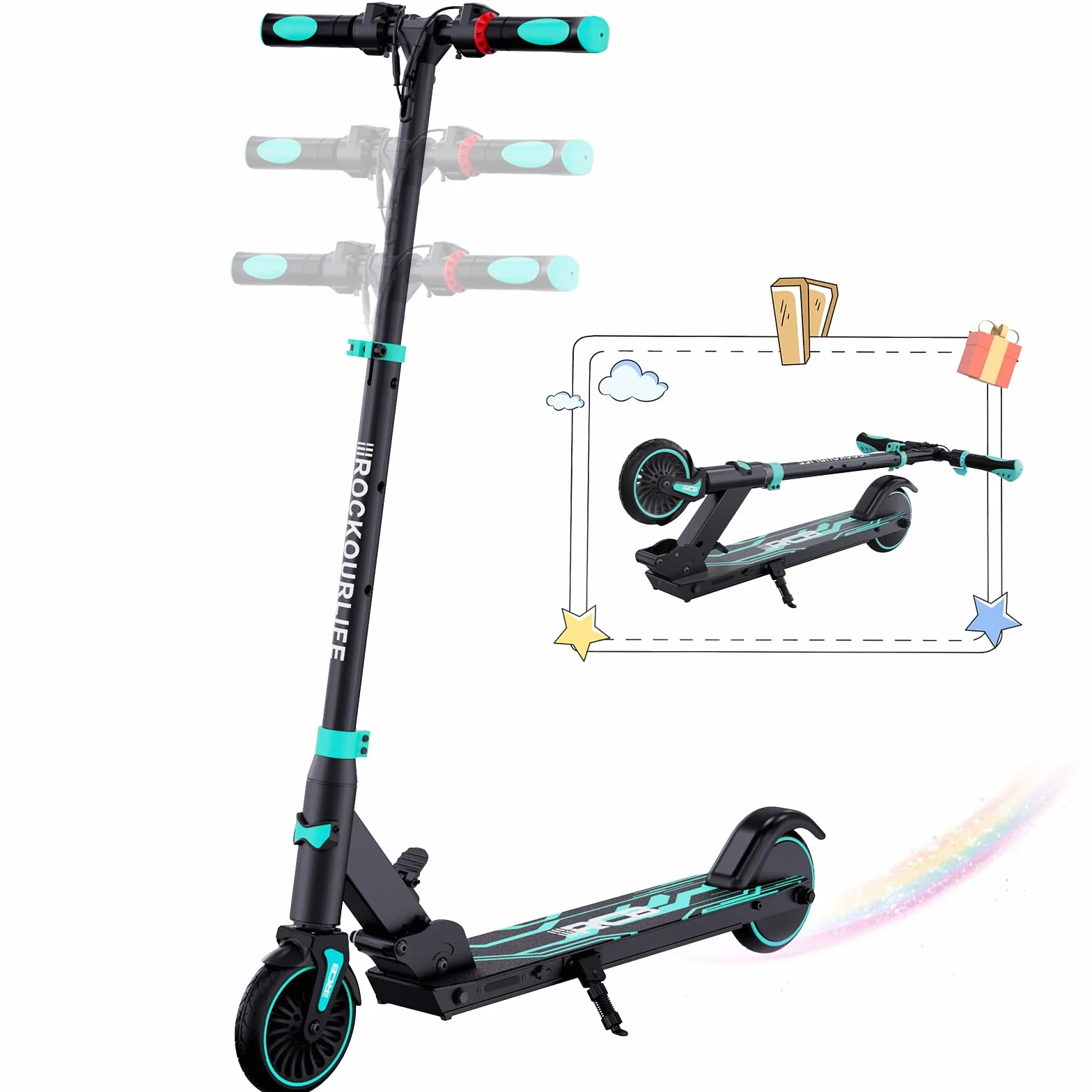 RCB TECH Monopattino Elettrico Bambini (8-12-16 anni), Pieghevole Monopattino elettrico per bambini, Autonomia Max 16 KM, Max. 20 KM/H, Regalo per bambini e adolescenti