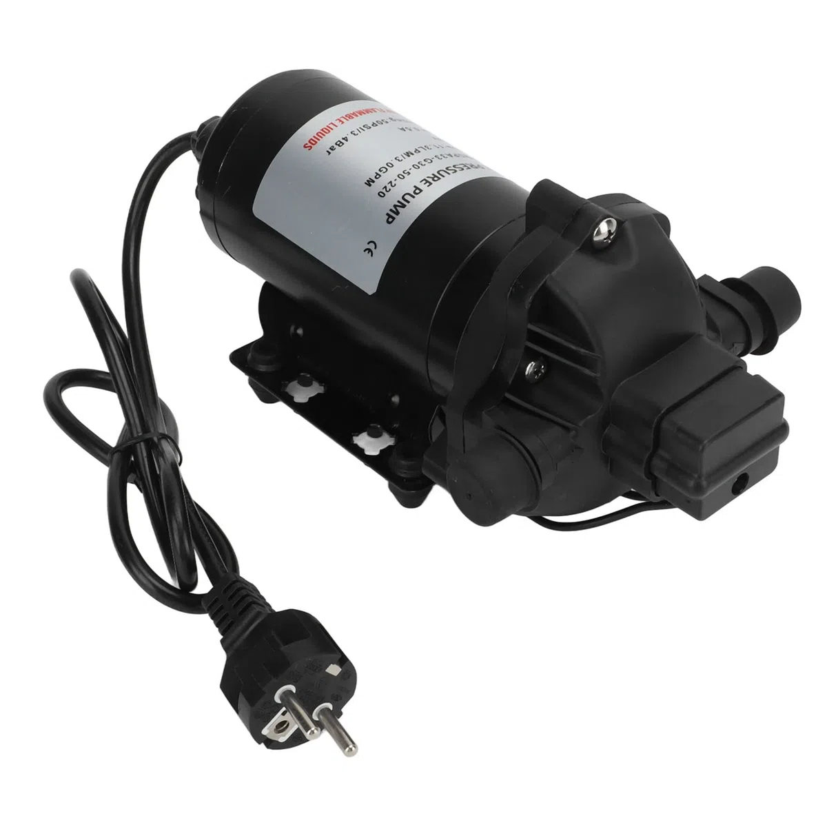 Tbest Pompa a Pressione dell'Acqua 220V 11.3LPM 50PSI, Pompa a Diaframma di Pressione dell'Acqua Autoadescante di Ricambio per Auto, Yacht, Roulotte, Barche Marine