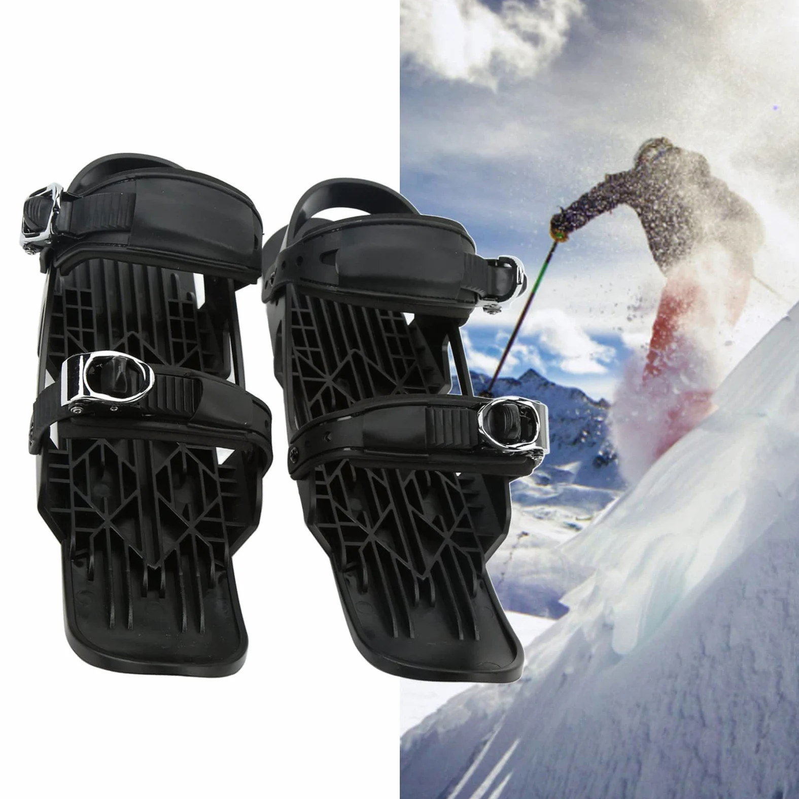Focket Mini Pattini da Sci Corti Regolabili per Scarpe Invernali - Skiboard per Sport Invernali all'Aperto