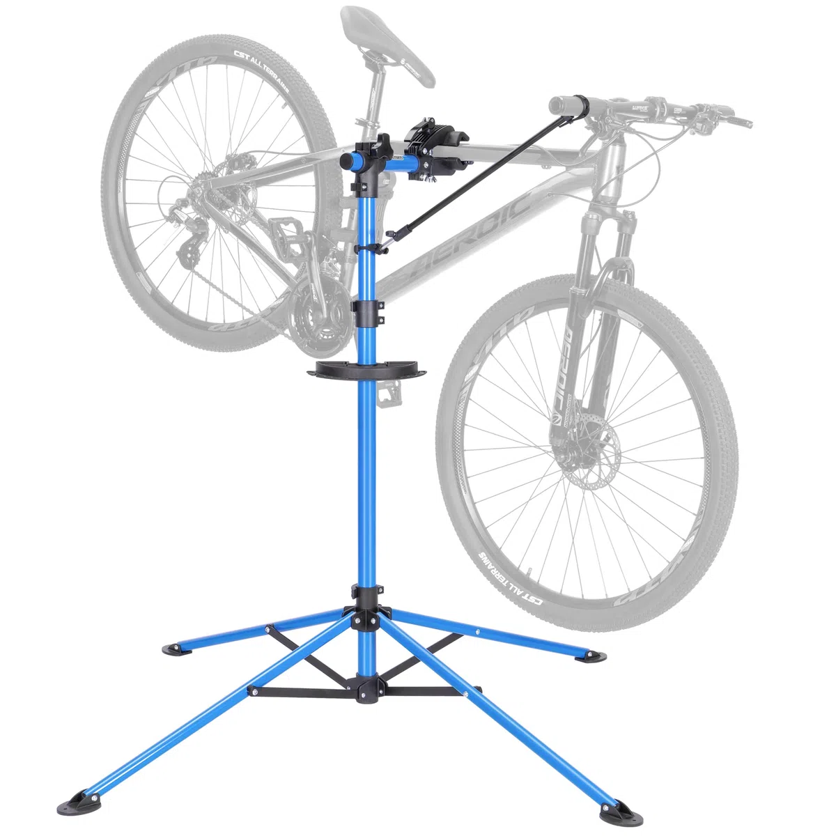 CXWXC Cavalletto di montaggio per bicicletta, professionale, con vassoio porta attrezzi e scomparto magnetico, girevole e pieghevole, carico massimo 30 kg