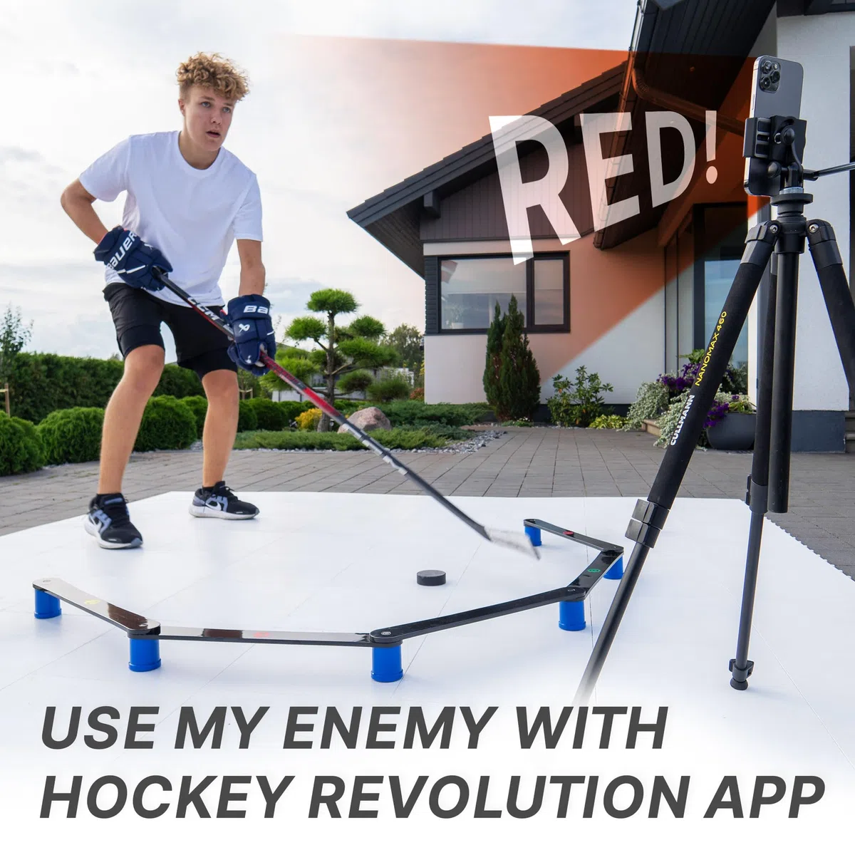 Hockey Revolution Strumento per la manipolazione del Bastone, Controllo del Disco, Tempo di Reazione e coordinamento – Durevole, Leggero, Portatile e Regolabile, con Molte Combinazioni, può Essere