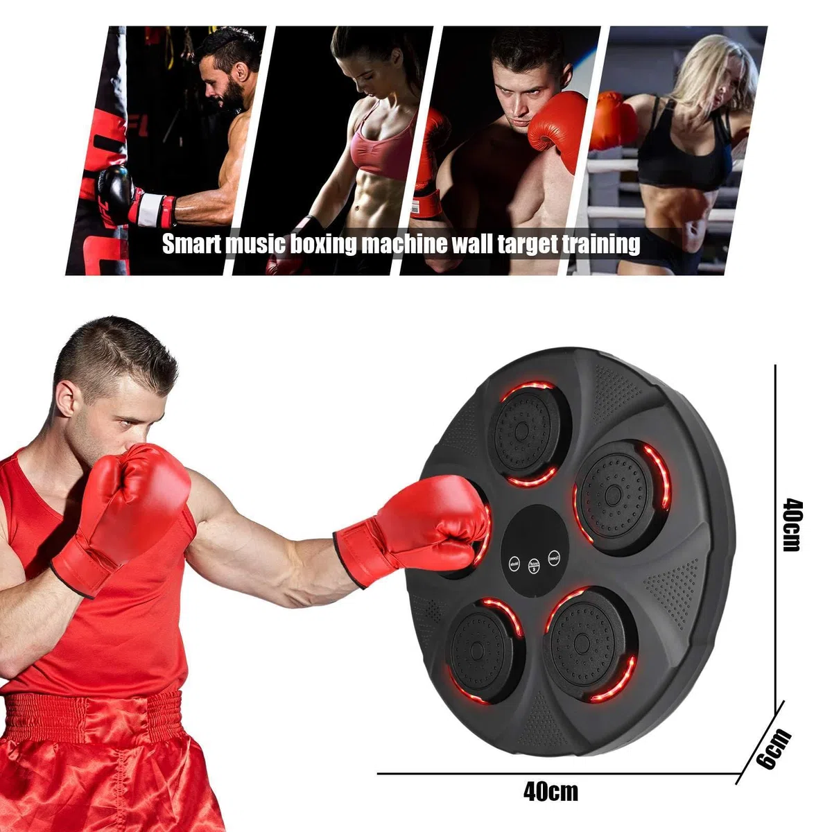 Macchina da Boxe Musicale, Smart Elettronica Boxing Machine per Adulti e Bambini, Supporta Bluetooth, Regolazione della velocità, Altezza di Montaggio Regolabile