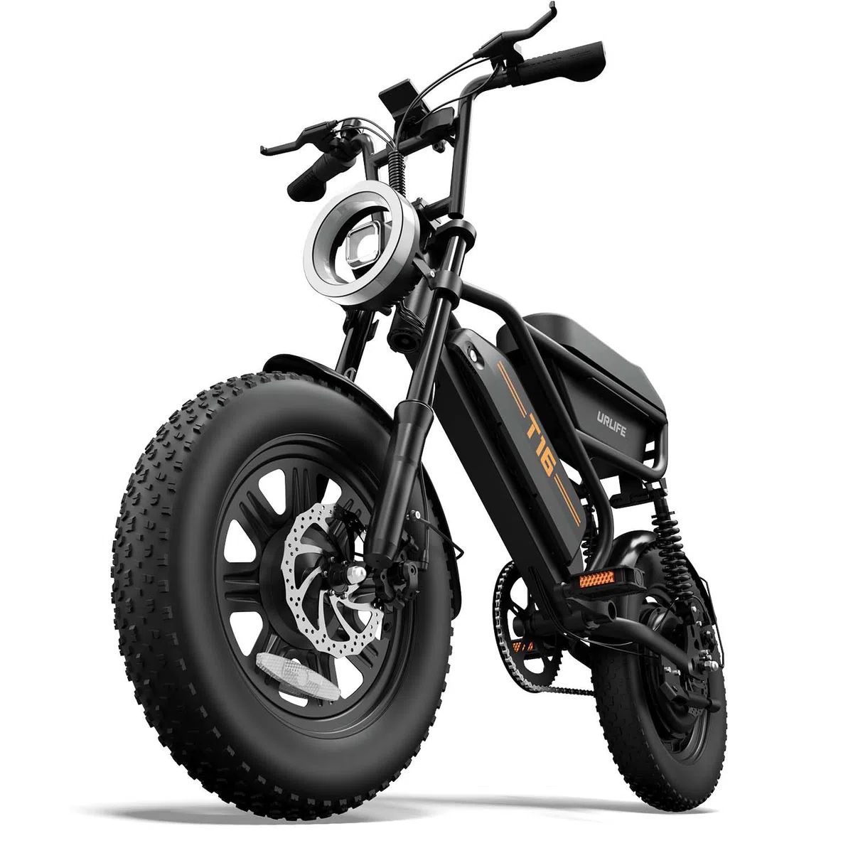 URLIFE Bicicletta Elettrica 16" x 3.0, Batteria Rimovibile da 48V 13Ah, Motore Brushless da 250W, Autonomia di 100km, Bici Elettrica con Doppia Sospensione, Scatola di Immagazzinaggio Ebike per Adulti