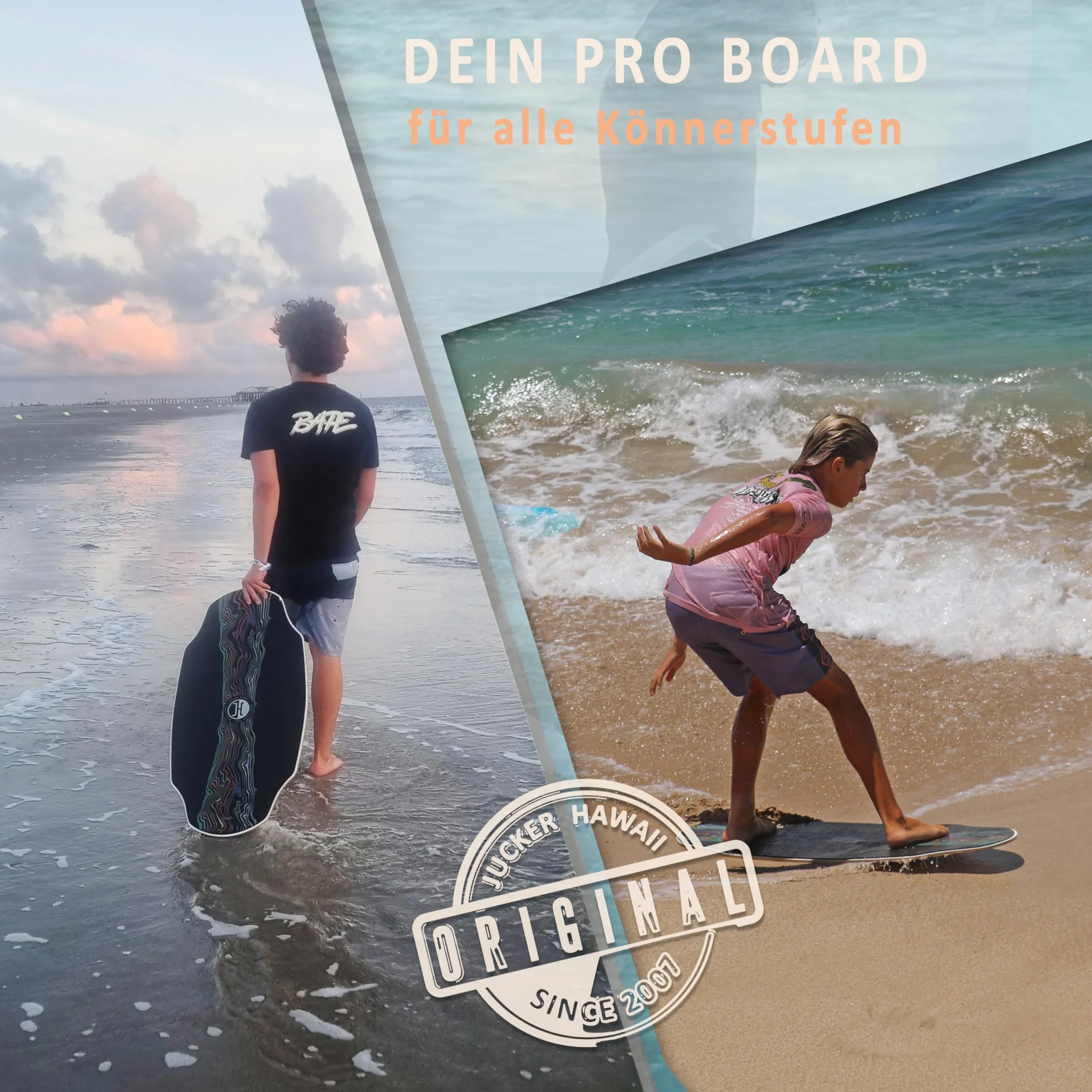 JUCKER Hawaii Skimboard HPL, scorrevolezza professionale, superficie antiscivolo