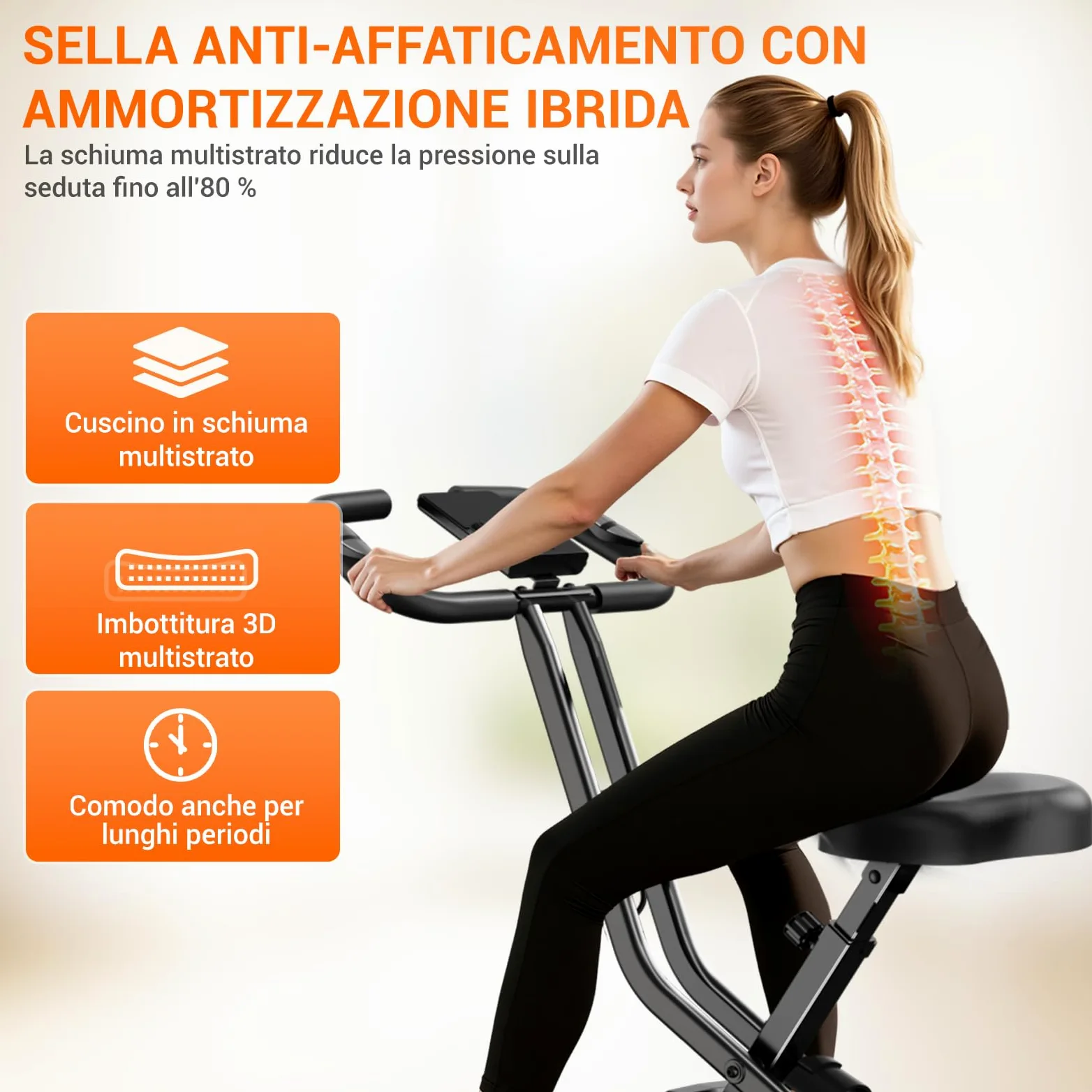 UMAY cyclette da casa pieghevole Ergometer, cyclette pieghevole 5-in-1 con Resistenza Magnetica a 16 Livelli, cyclette per casa Bici da Camera con Sedile Comodo, Massimo 136kg