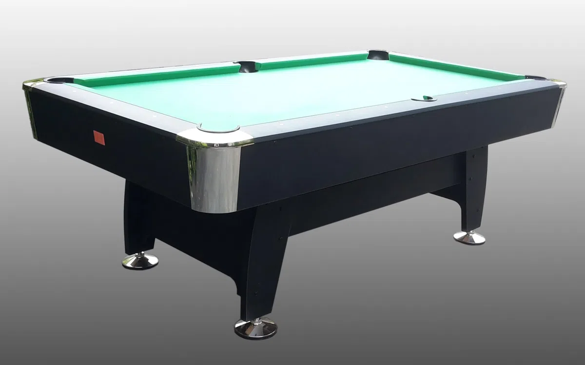 NG Biliardi - Tavolo da Biliardo Black Norman Light (216 cm), Pre-Montato, con Sistema di Ritorno Biglie e Regolatori di Livello, Panno Professionale Verde, Regolamentare