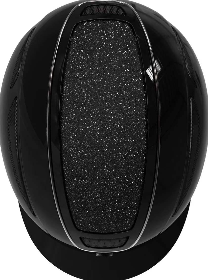 Covalliero Casco da equitazione Elite, da donna, ventilazione ottimale, cinturino in similpelle, fodera interna estraibile, guscio rigido ABS, nero laccato, L/59-61 cm