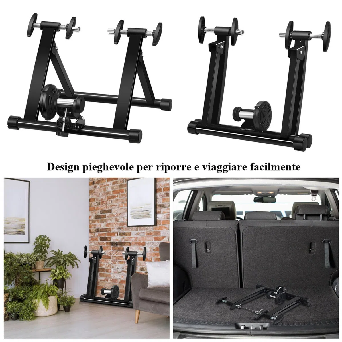 COSTWAY Rullo Allenamento per Bicicletta Trainer Bici Fitness, per Allenamento in Casa, Nero
