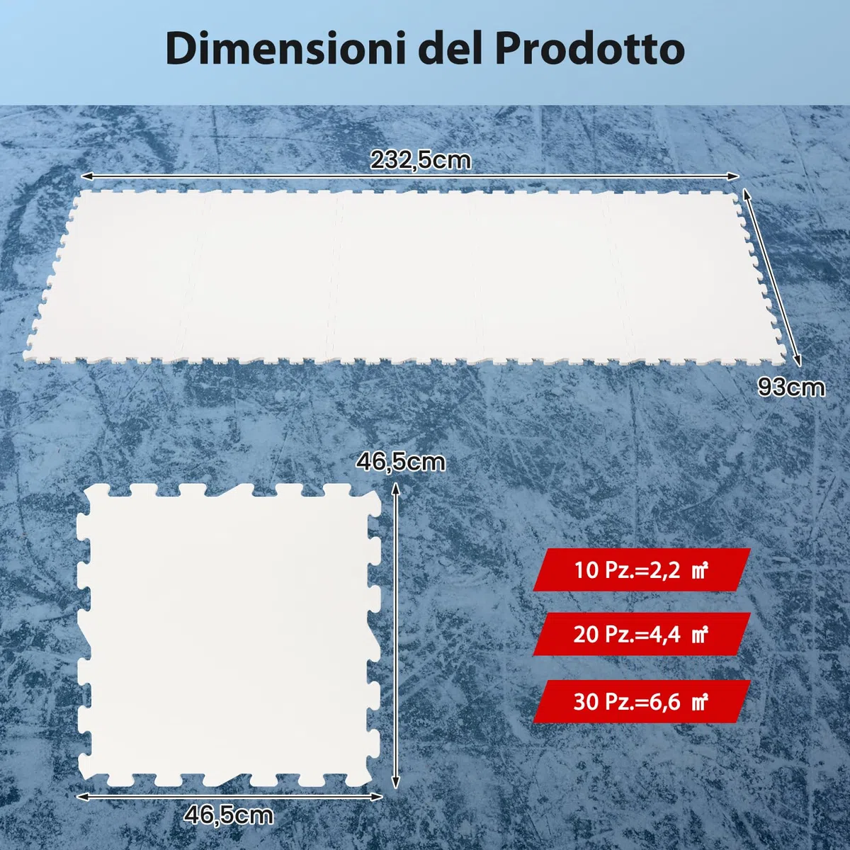 COSTWAY Piastrelle per Pavimenti da Hockey per Allenamento, Pista di Pattinaggio Artificiale Estensibile, Tavola di Ghiaccio Artificiale per Esterni, Facile Installazione, Confezione da 10