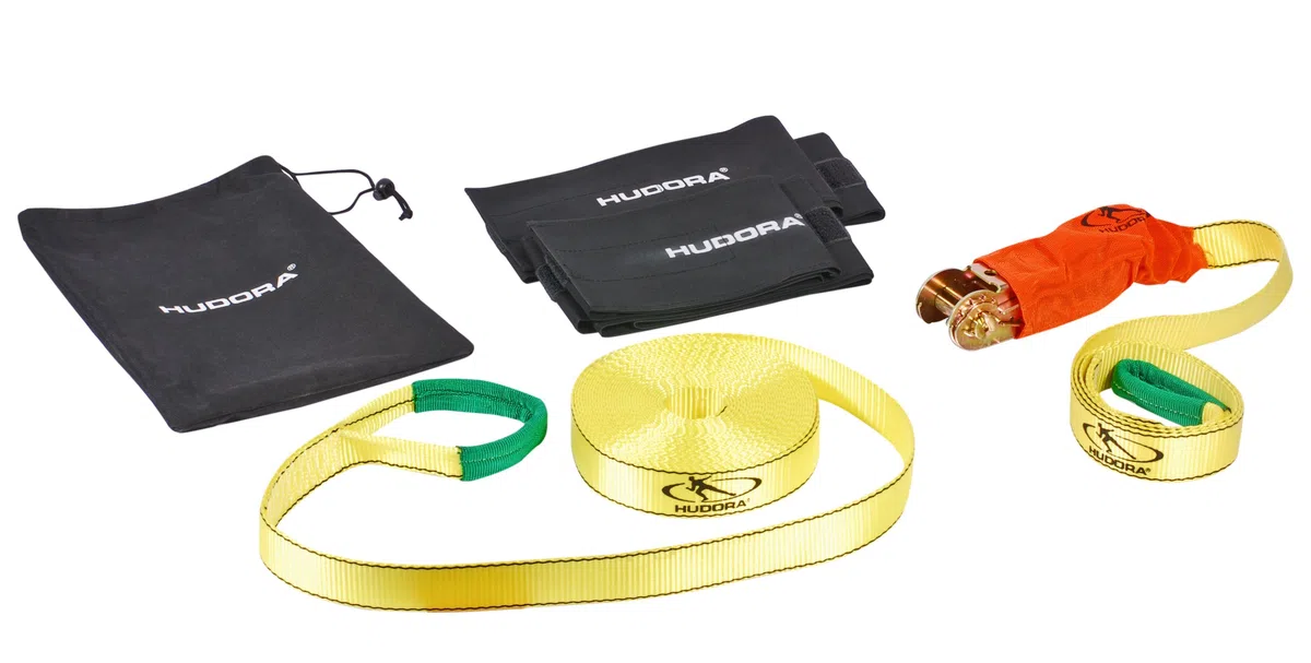 HUDORA Gioco di abilitá Slackline con L'Albero di Protezione Corteccia
