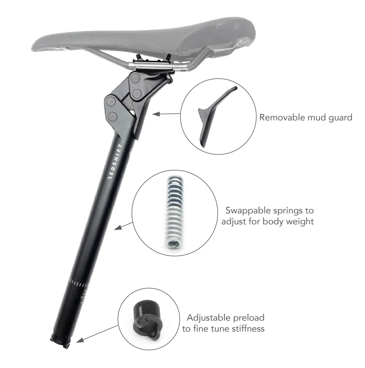 REDSHIFT ShockStop Endurance Suspension Seatpost for Bicycles, MTB, Gravel, E-Bike