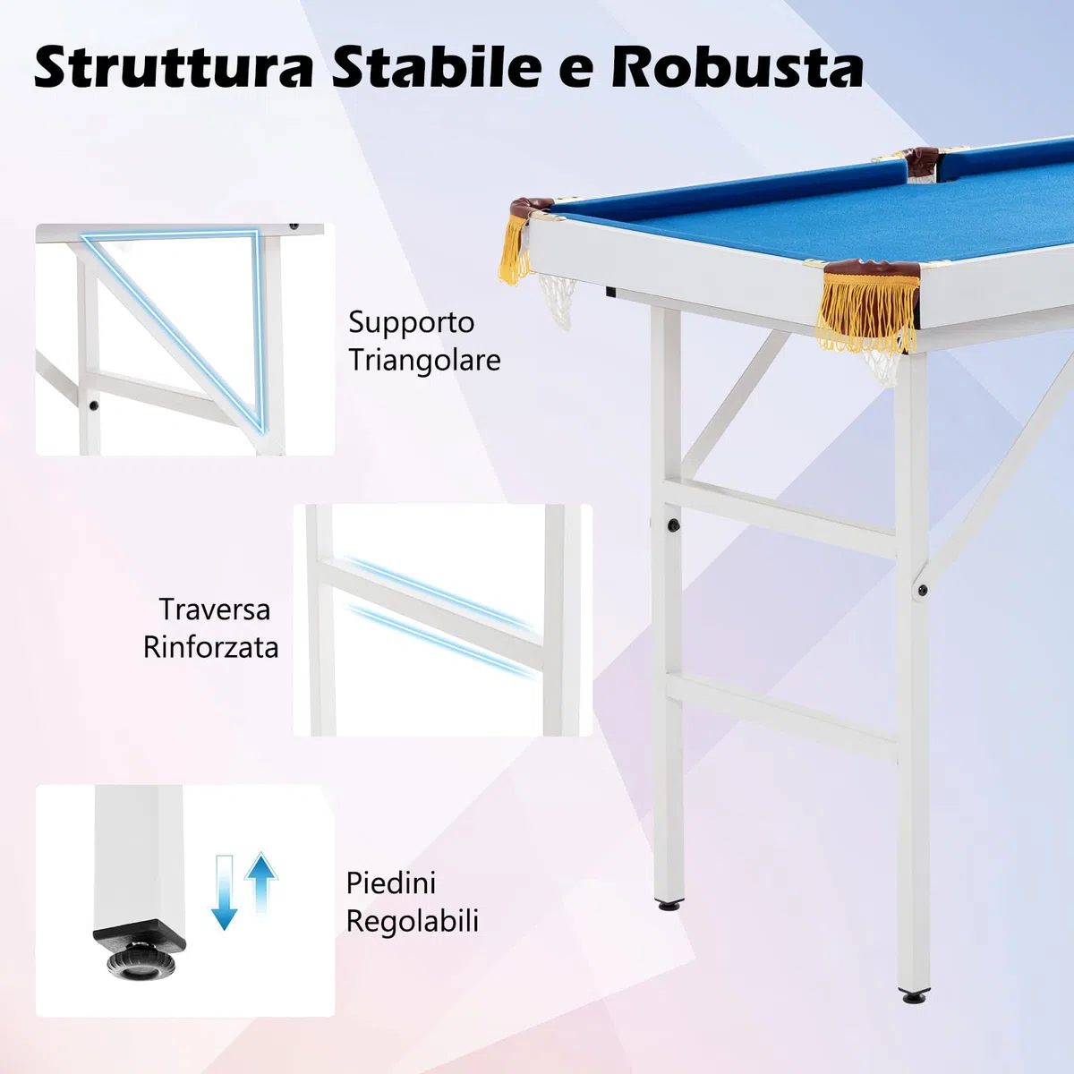 RELAX4LIFE Tavolo da Biliardo Pieghevole da 122cm con Accessori, Portatile per Bambini e Adulti con Stecche, Gessi, Palline, Triangolo e Spazzola, Salvaspazio