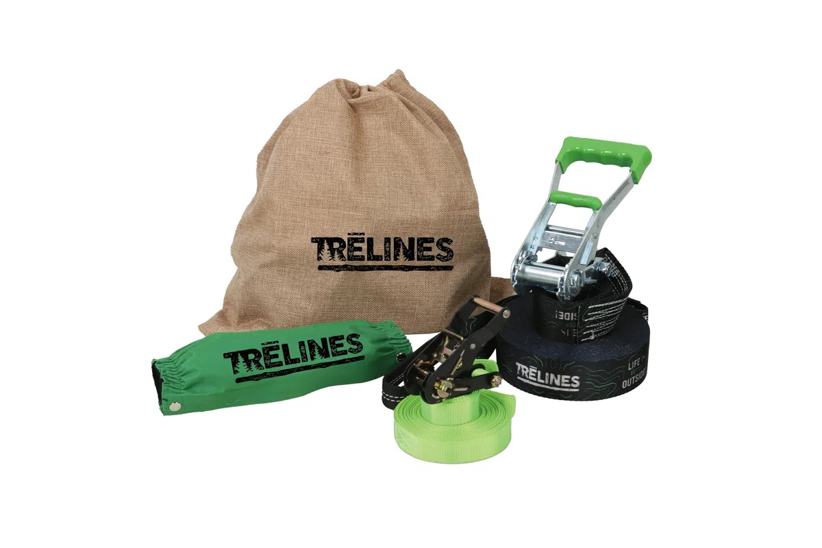 Treline Slackline Classico 15m – Kit Completo con Corda di Allenamento, Gancio in Metallo e Borsa per Bambini e Adulti
