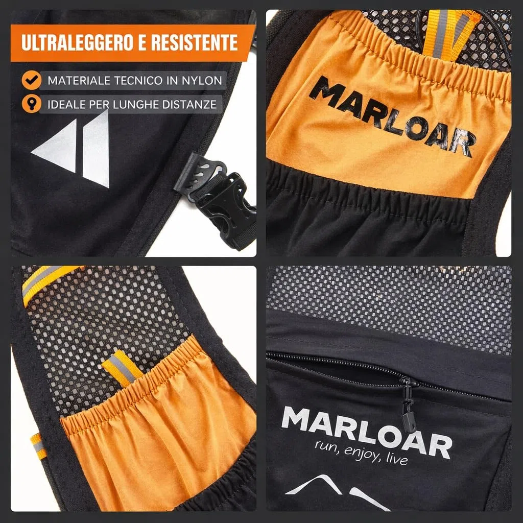 Zaino Trail Running con 2 Soft Flask – Gilet Idratazione Ultraleggero e Traspirante per Corsa, Trail ed Escursionismo – Vestibilità Stabile