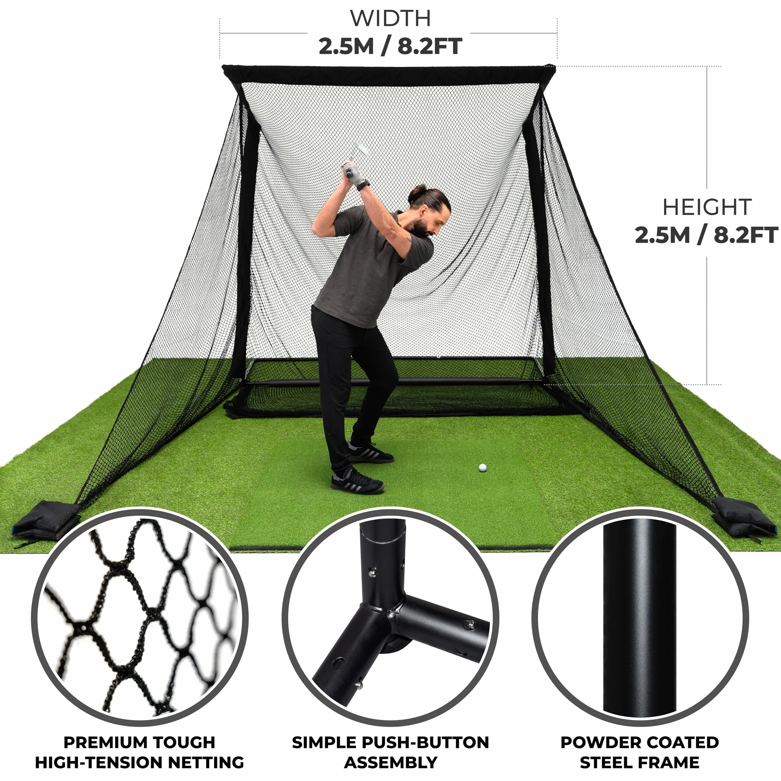 SimSpace Unisex Erwachsene Tri Turf Multifunktionale Golfschlagmatte zum Fahren und Chippen Üben - Grün, 64 cm x 40 cm
