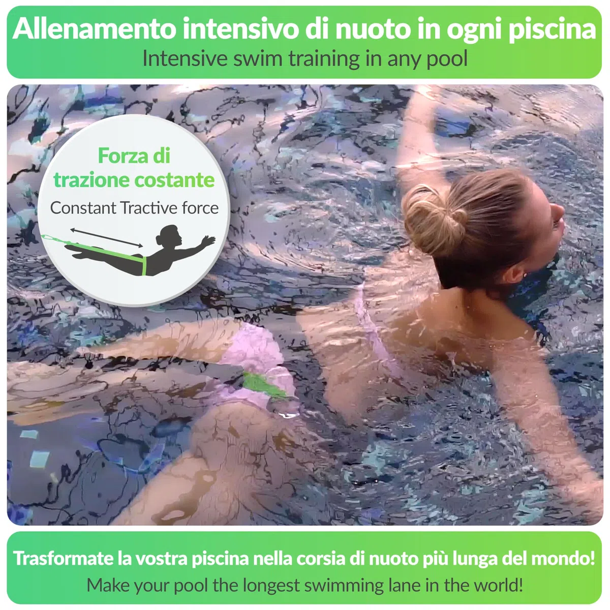 BodyCROSS Premium Trainer da Nuoto Esterno – Cintura Imbottita con Tubo (1–20 kg), Allenamento Senza Sistema Controcorrente, Testato, Pinne Piscina