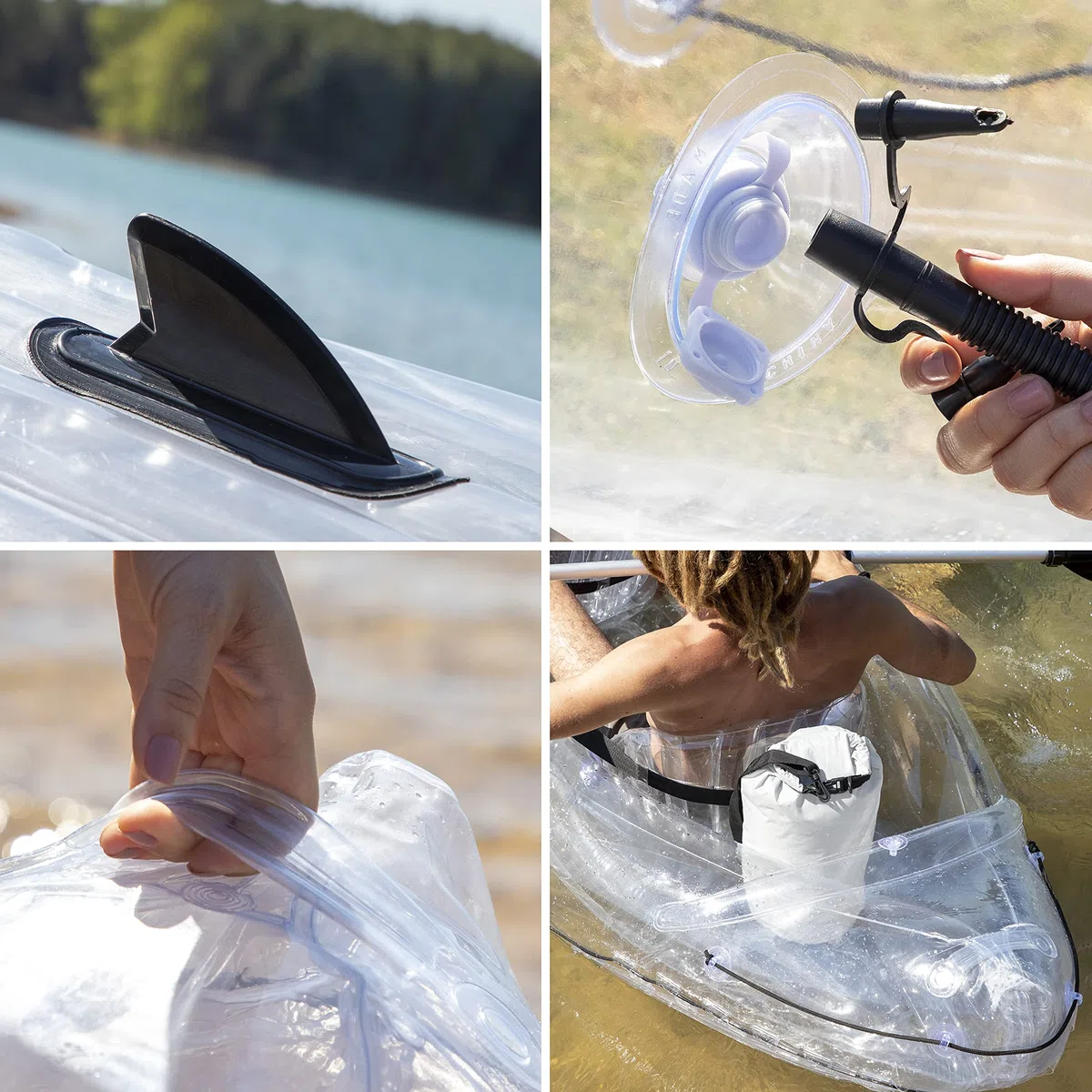 Kayak gonfiabile trasparente con accessori Paros InnovaGoods 312 cm 2 posti
