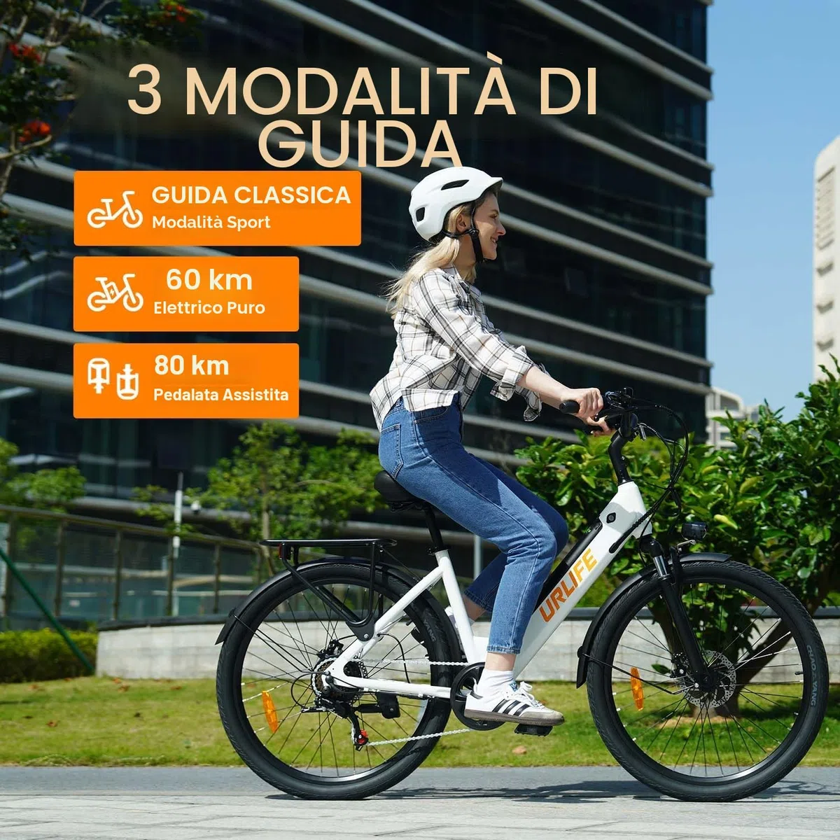 URLIFE Bici Elettrica Per Adulti Da 26", Bicicletta Elettrica con display LCD, 7 Velocità Batteria Rimovibile Autonomia, E-bike Per Pendolari Urbani