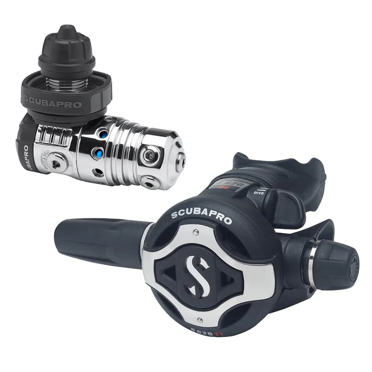 Scubapro MK25 Evo DIN 300/S620TI - Kit regolatore per immersioni in acqua fredda, unisex, per adulti, SilverBlack, One Size
