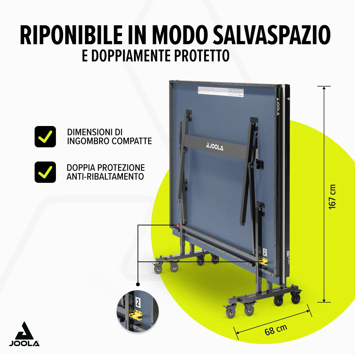 JOOLA Tavolo da ping pong Inside pieghevole per interni – Montaggio rapido – Include rete da ping pong 274 x 152,5 x 76 cm