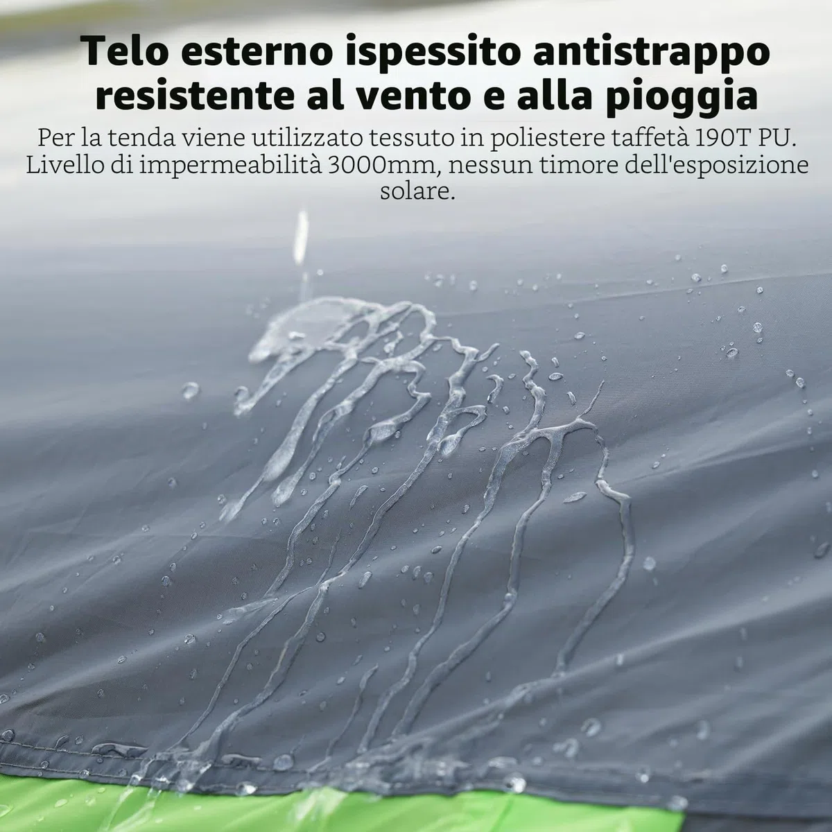 Tenda a tunnel per 4 persone, tenda Tipi, grande da campeggio con cabina letto, tenda familiare impermeabile, 3000 mm, tenda a 3 ingressi, tenda glamping con fondo rimovibile