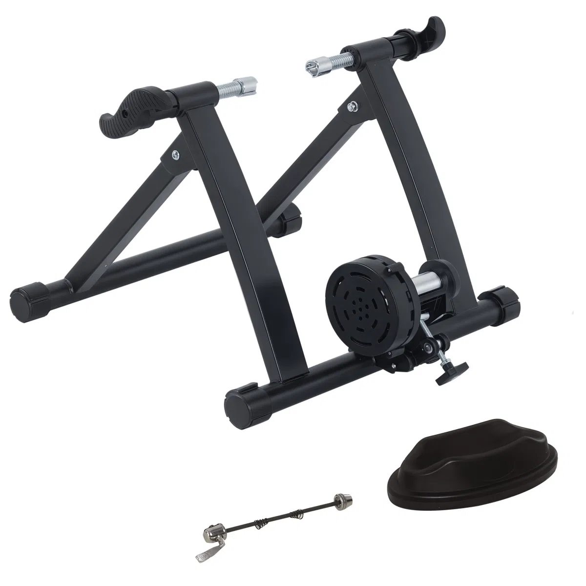HOMCOM Rulli per Bici da Corsa Pieghevole in Acciaio, Rullo per Bicicletta Allenamento Salvaspazio per Casa, 54.5x47.2x39.1cm Nero