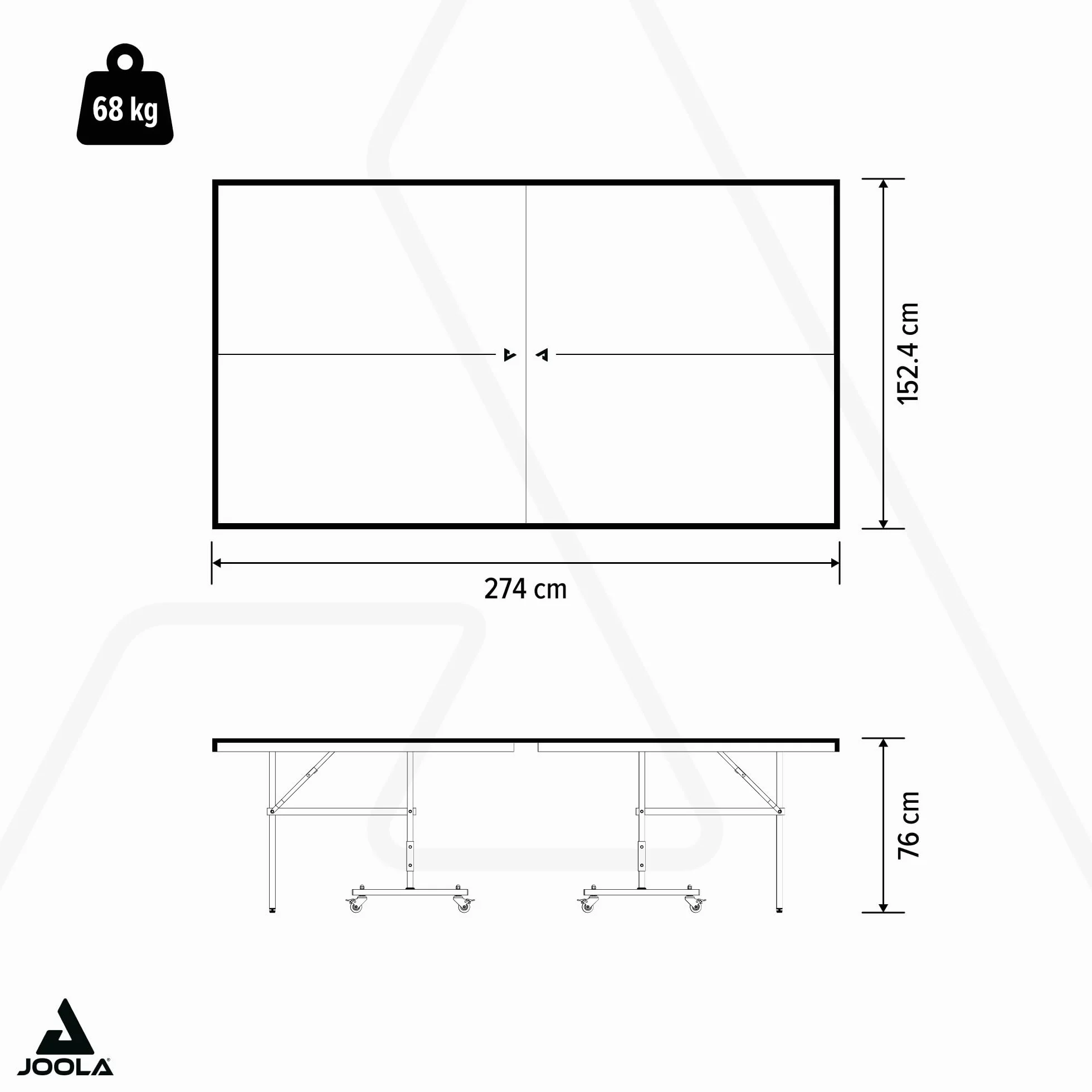 JOOLA Tavolo da Ping Pong Outdoor Professionale, 6 mm, Superficie composita in Alluminio, Resistente alle intemperie, Pieghevole, Struttura Rapida, 274 x 152,5 x 76 cm