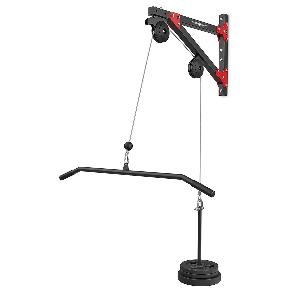 Marbo Sport - Lat Pulldown MH-W108 2.0 per Montaggio a Parete – Barra lat machine e sbarra trazioni per palestra in casa – Attrezzi palestra multifunzione per esercizi di trazioni e fitness