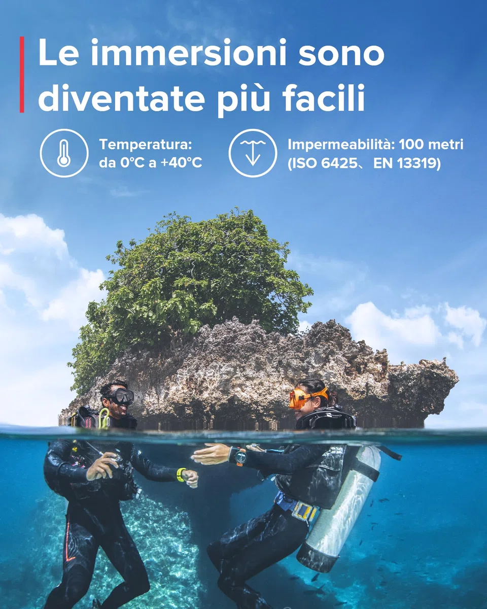 SUUNTO Dive D5 Orologio Subacqueo Digitale, Display Colori, Impermeabile 100 m, Computer Subacquei con Funzioni di Sveglia, Cronometro, Meteo, Bussola, Durata della Batteria 12 Ore in modalità Scuba
