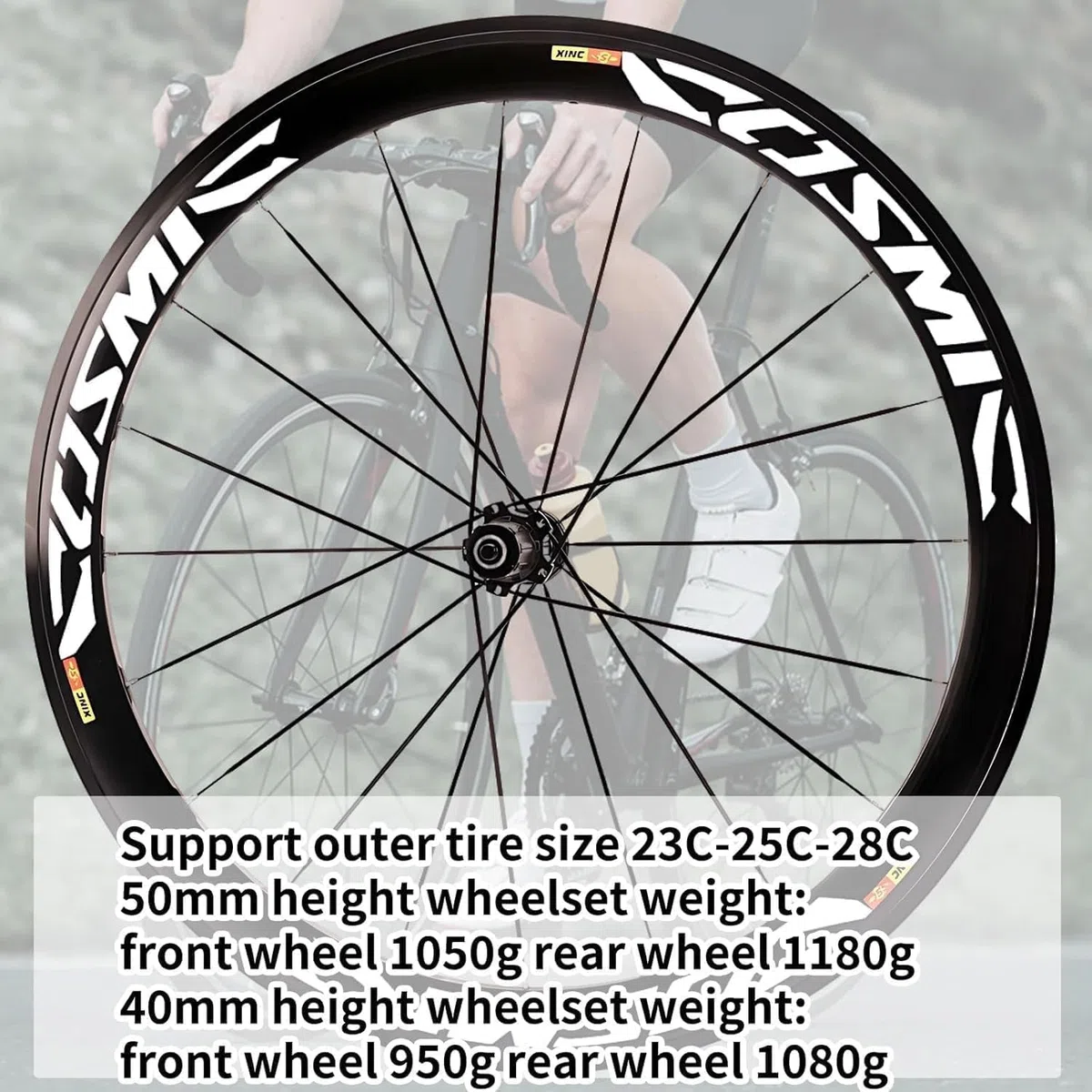 Set di Ruote per Bici da Strada 700C * 23C-25C-28C 40 / 50MM Cerchio Freno C/V in Lega di Alluminio Mozzo 20H A Sgancio Rapido per Set di Ruote 7 8 9 10 11 velocità