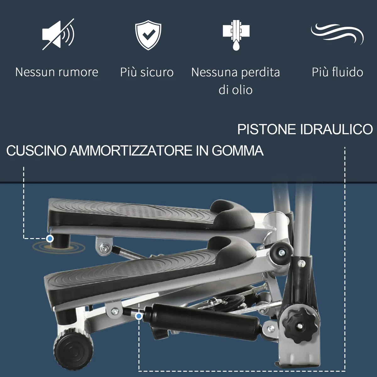 HOMCOM Stepper Fitness con Maniglia, Stepper con Monitor LCD per Allenamento a Casa e Palestra