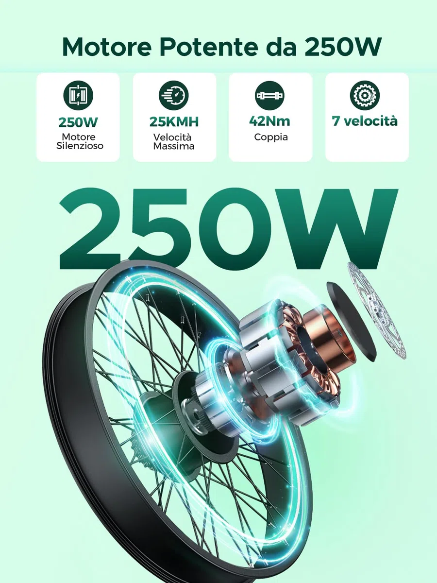 HillMiles Bici Elettrica Per Adulti Da 26", 7 Velocità Bicicletta Elettrica da 36V 13Ah Batteria Rimovibile, 25km/h & Autonomia di 80-100km E-bike Per Pendolari Urbani, IP65 impermeabile