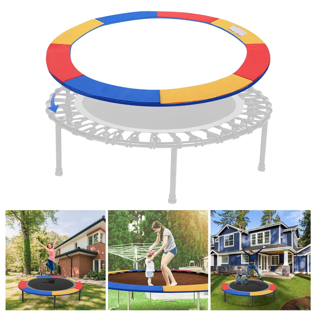 Herrselsam Copertura del bordo del trampolino antistrappo, resistente ai raggi UV, protezione dei bordi, accessorio per trampolino da fitness, colorato