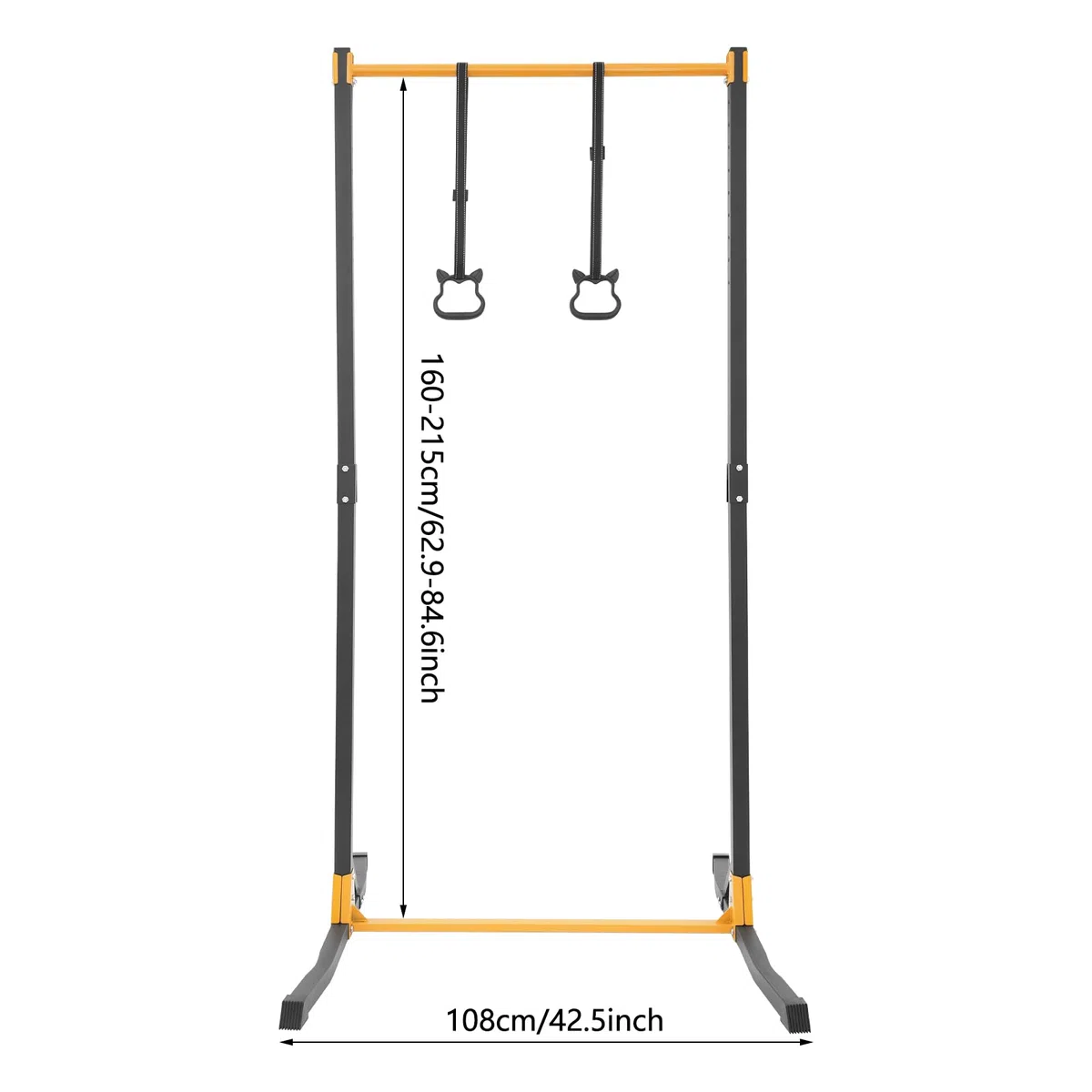 Sbarra per trazioni Power Tower, stazione per trazioni con 2 anelli, altezza regolabile in 11 livelli (160-215 cm), portata 400 kg, attrezzo fitness per casa